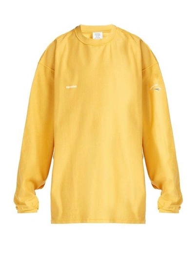 Vetements Shark-print Cotton Sweater In Yellow | ModeSens
