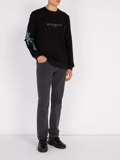 Givenchy Dragon And Logo-print Hooded Sweatshirt In Black | ModeSens