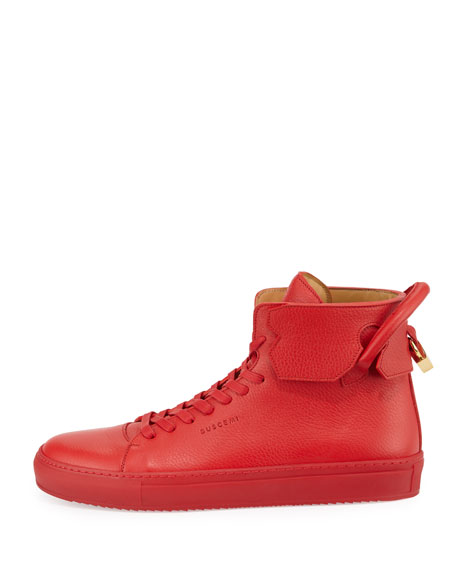 Buscemi Men's 125mm Leather High-top Sneakers, Red | ModeSens