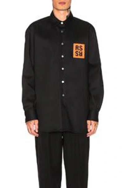 Shop Raf Simons Denim Shirt In Black,orange