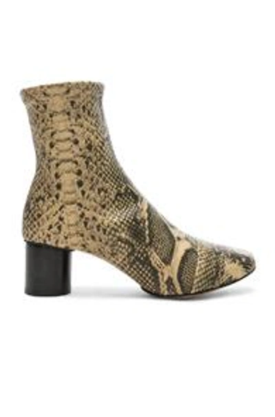 Shop Isabel Marant Python Embossed Datsy Boots In Brown In Natural
