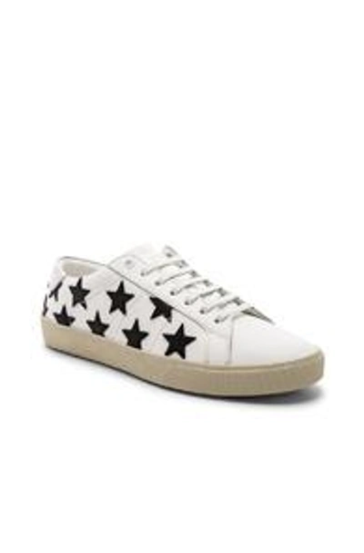 Saint Laurent Court Classic Sl/06 California Leather Sneakers In Optic White & Black & Silver