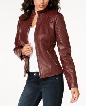 guess maroon leather jacket