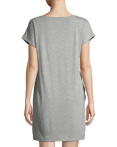 Shop Hanro Natural Elegance Cap-sleeve Nightgown In Gray