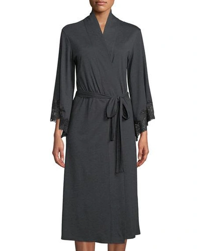 Shop Natori Luxe Shangri-la Knit Robe In Dark Gray