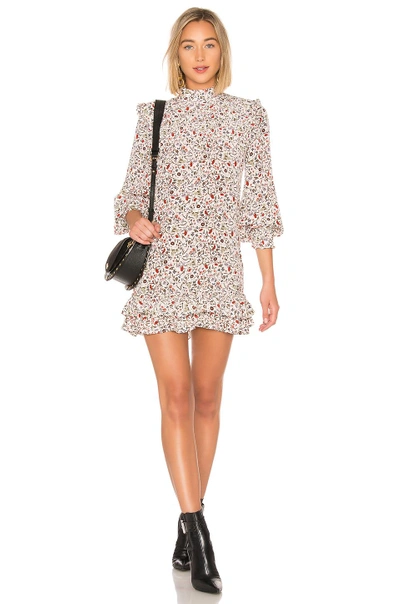 Frame Smocked Floral High neck Shift Dress In Off White Multi ModeSens