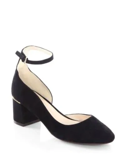 Shop Cole Haan Warner Suede Closed Toe Pumps In Black