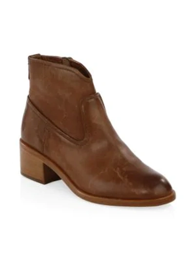 Shop Frye Claire Leather Booties In Cognac