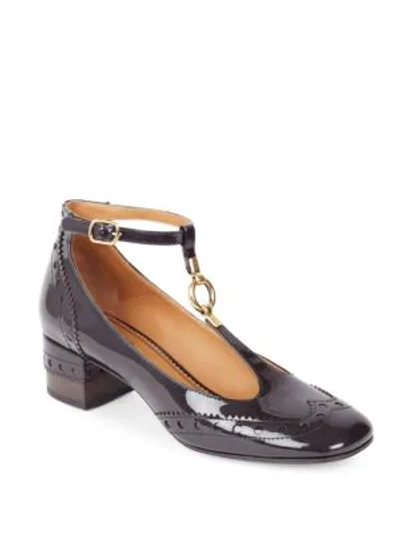 Shop Chloé Perry Patent Leather Mary Jane Pumps In Burnt Mahogany