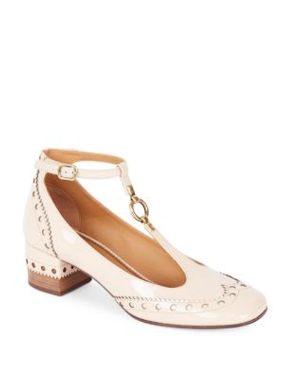 Shop Chloé Perry Patent Leather Mary Jane Pumps In Mild Beige