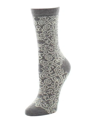 Shop Natori Cashmere Scroll-pattern Socks In Beige