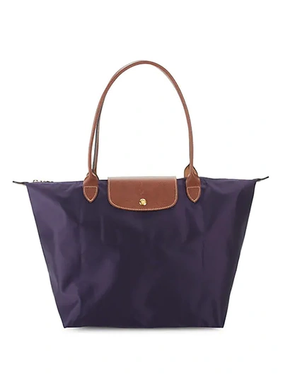Shop Longchamp Large Le Pliage Collapsible Tote In Bilberry