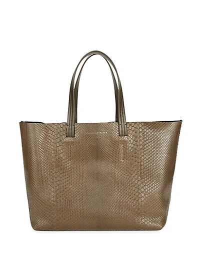 Shop Victoria Beckham Python & Leather Tote In Brown