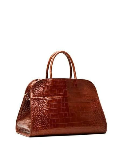 Shop The Row Margaux 15 Bag In Alligator In Saddle