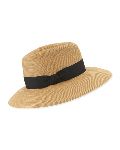Shop Eric Javits Phoenix Woven Boater Hat, Natural/black