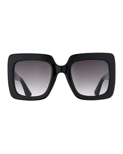 Shop Gucci Square Acetate Gradient Sunglasses In Black