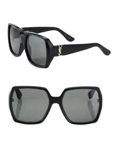 Shop Saint Laurent 58mm Oversized Square Sunglasses In Black