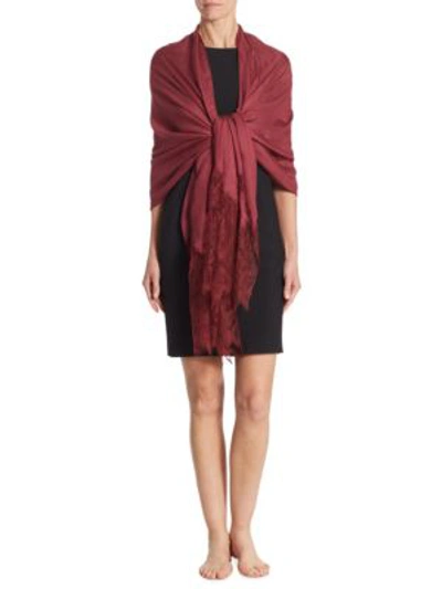 Shop Valentino Roses Lace Shawl In Wine
