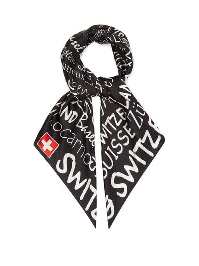 Vetements Switzerland-print Silk Scarf In Black | ModeSens
