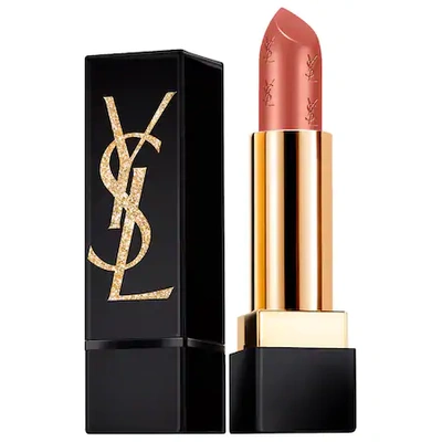 NEW YSL Beaute Limited Edition GOLD Makeup Bag & Rouge Pur Couture Lipstick  01