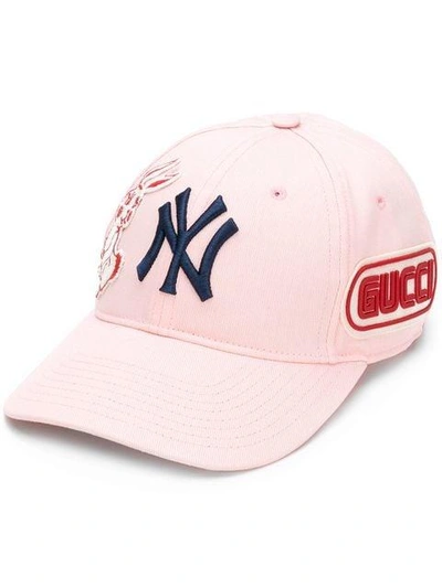 Shop Gucci Ny Yankees™ Baseball Cap In Pink & Purple
