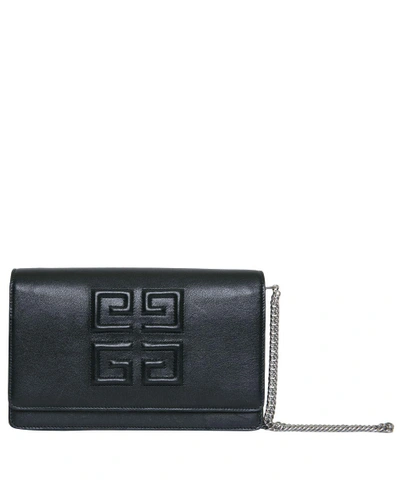 Shop Givenchy Emblem Leather Pouch In Nero