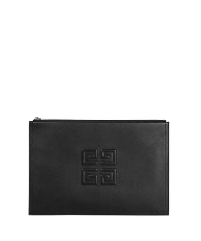 Shop Givenchy Emblem Leather Pouch In Nero