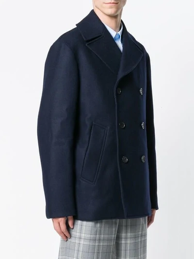 Shop Kenzo Double-breasted Coat - Blue