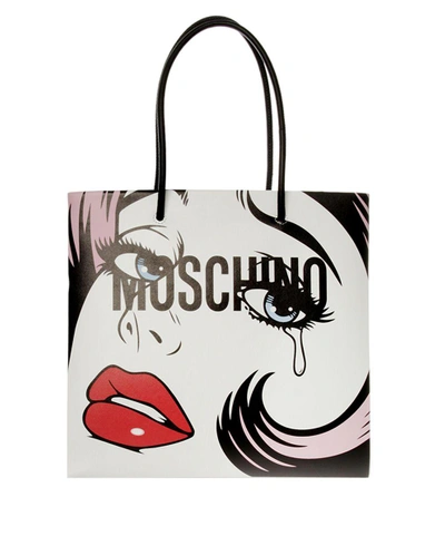 Shop Moschino Shopping Leather Bag In Multicolor