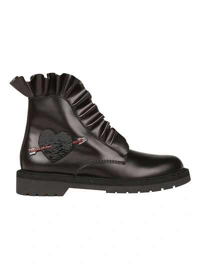 Shop Valentino Combat Boots In Nero