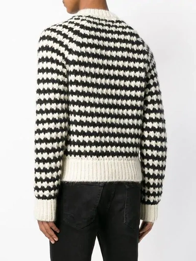 Shop Saint Laurent Boxy Graphic Knit Sweater In Nude & Neutrals