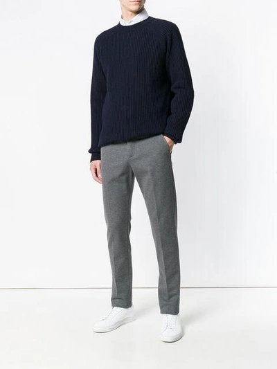 Shop Dondup Straight Leg Trousers In Grey