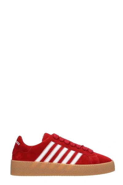Shop Dsquared2 Red Suede Sneakers