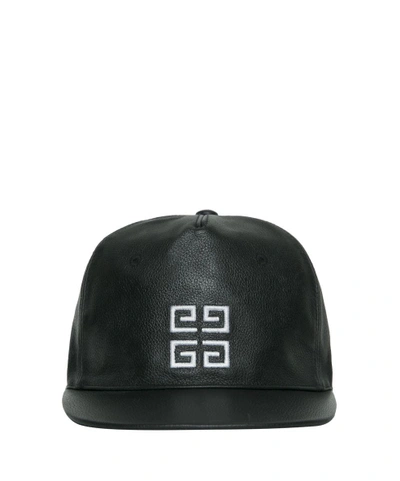 Shop Givenchy Logo Leather Cap In Nero