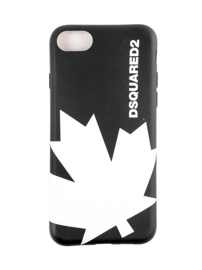 Shop Dsquared2 Maple Leaf Iphone 8 Cover In Mblack/white