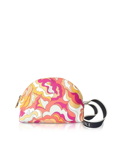 Shop Emilio Pucci Coral And Sand Coated Canvas Cosmetic Case/pouch