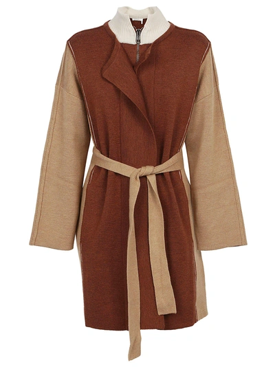 Shop Chloé Chloè Coat In Multi Brown