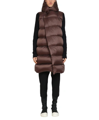 Shop Rick Owens Burgundy Liner Down Vest In Marrone