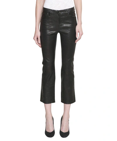 Shop J Brand Selena Mid Rise Crop Leather Jeans In Nero