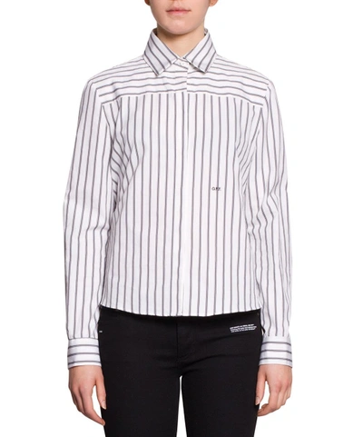 Shop Off-white Panelled Striped Cotton Shirt In Multicolor
