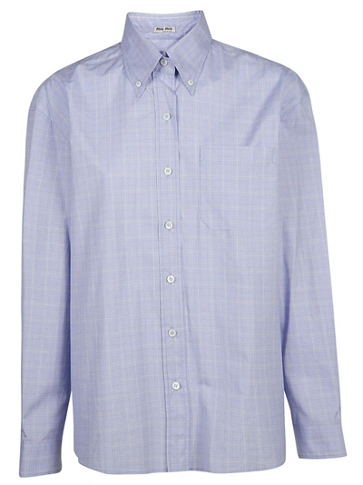 Shop Miu Miu Button-down Shirt In Azzurro