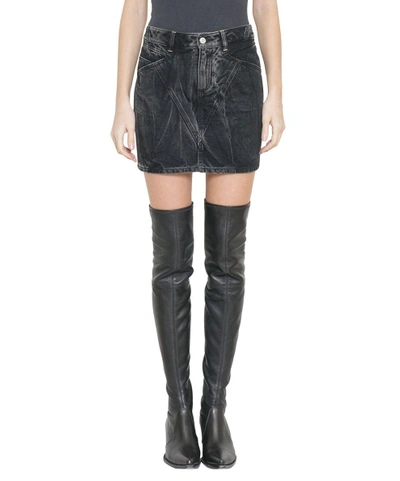 Shop Givenchy Cotton Denim Skirt In Nero