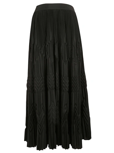 Shop Givenchy Long Pleated Skirt In Black