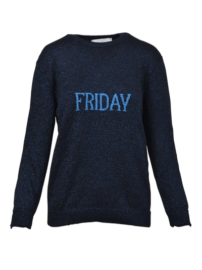 Shop Alberta Ferretti Blue Friday Sweater In Black/bluette