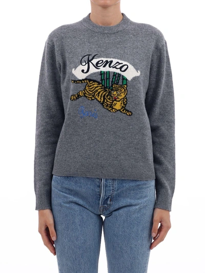 Shop Kenzo Grey Tiger Sweater