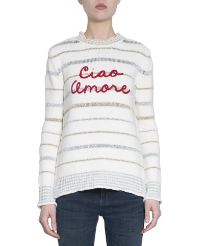 Shop Giada Benincasa Ciao Amore Wool Lurex Sweater In Bianco