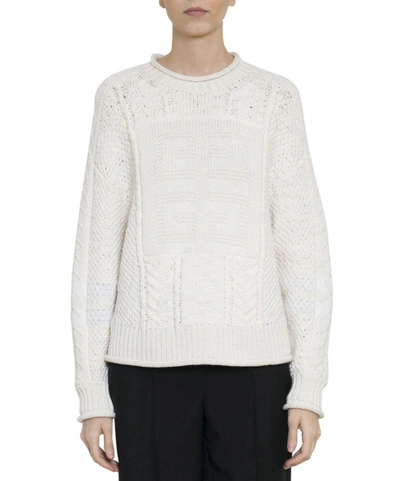 Shop Givenchy Logo Wool Sweater In Bianco