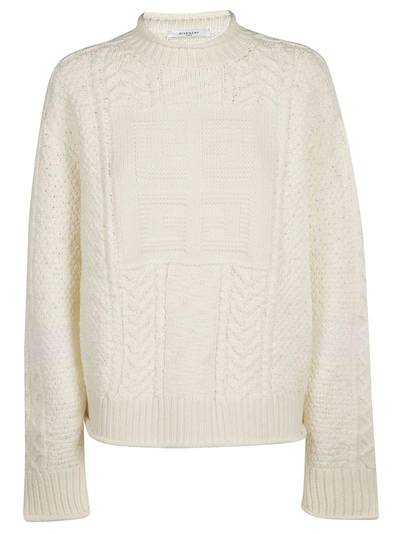 Shop Givenchy Logo Knitted Jumper In White/ecru