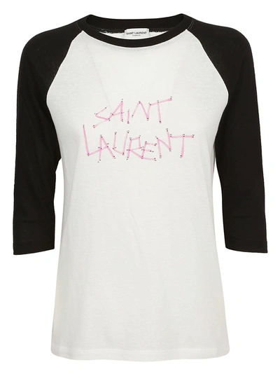Shop Saint Laurent T-shirt In Naturel/noir/multi