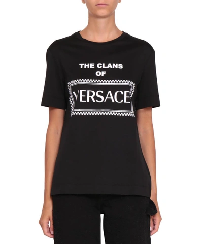 Shop Versace Black Cotton Logo T-shirt In Nero